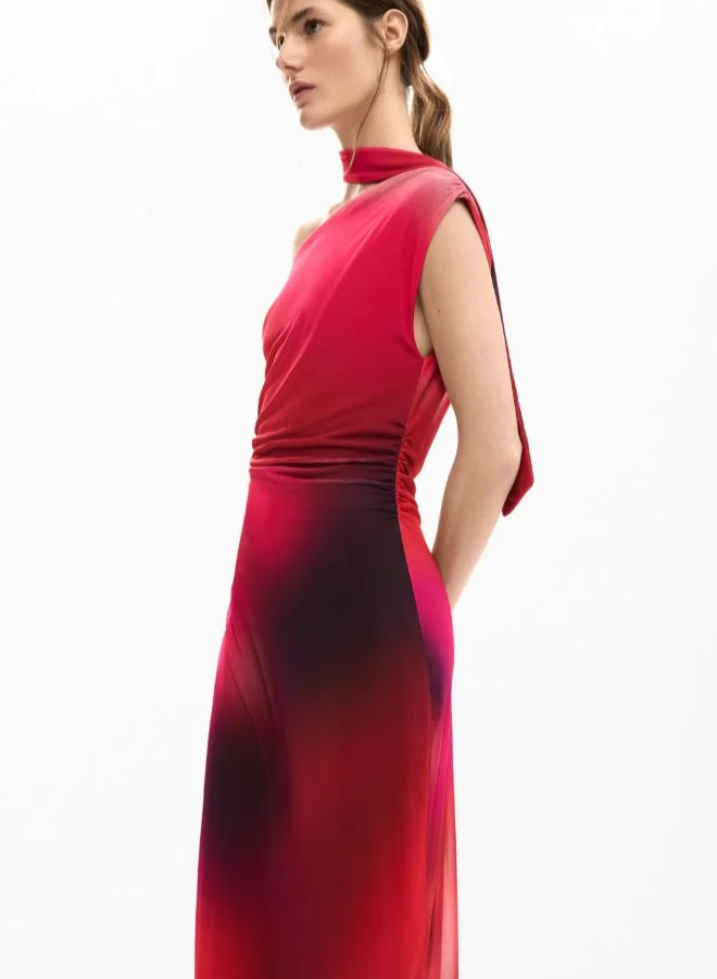 DESIGUAL red and purple gradient Asymmetric Draped Dress for Women | Best Price UAE
